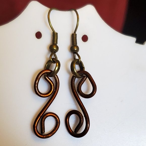 Bronze Hook Spiral Dangle Earrings Casual Artisan